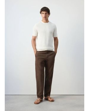 Mango 100% Cotton Knitted T-Shirt - White