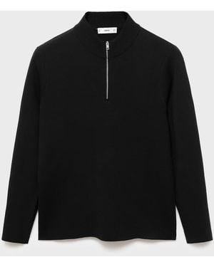 Mango Knitted Jumper With Perkins Neck - Black