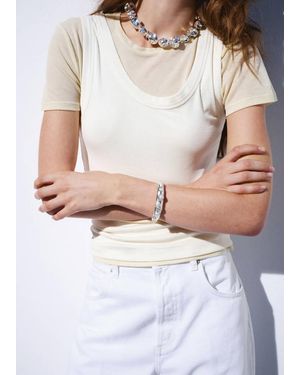Mango Rigid Bangle With Crystal Appliqués - White
