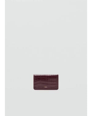 Mango Small Shiny Croc-Effect Wallet - Purple