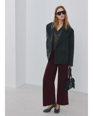 Mango Jeans Wide Leg Vita Alta Cuciture Vino - Multicolore