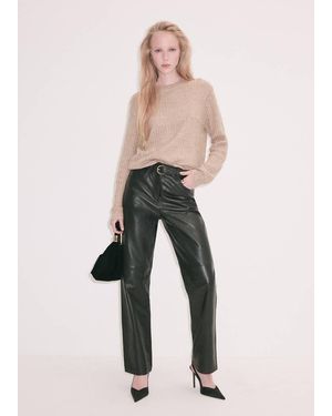 Mango Pullover Maglia Traforata Spiga Marrone Medio - Neutro