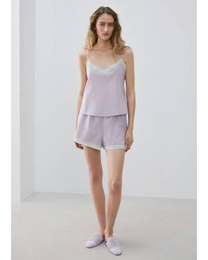 Mango 100% Cotton Pyjama Shorts - Purple
