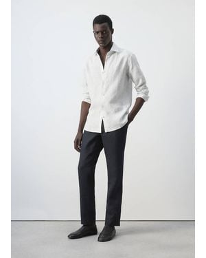 Mango 100% Linen Slim-Fit Shirt - White