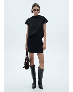 Mango Leather-Effect Mini-Skirt - Black