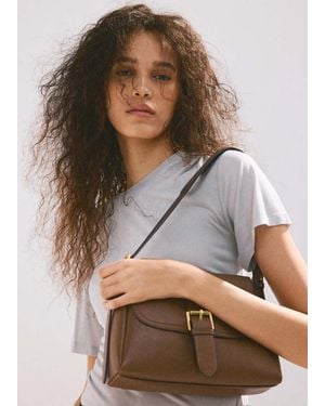 Mango Schultertasche Mit Schnallen - Grau