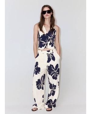 Mango Floral Print Lyocell Gilet - White