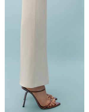 Mango Leather Sandal With Inclined Heel - Green