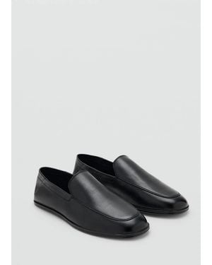 Mango Leather Loafers - Black