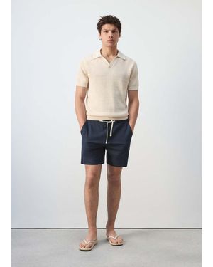 Mango Cotton Lyocell Bermuda Shorts - White