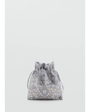 Mango Crystal Clutch Bag - White