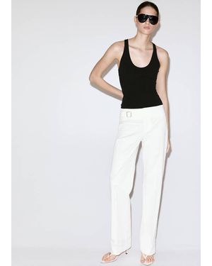 Mango Belt Straight-Fit Trousers - White