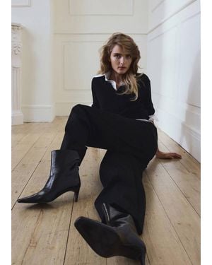 Mango Stivaletti Tacco Punta Quadrata Nero