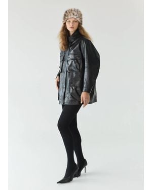 Mango Faux Fur Hat - Black