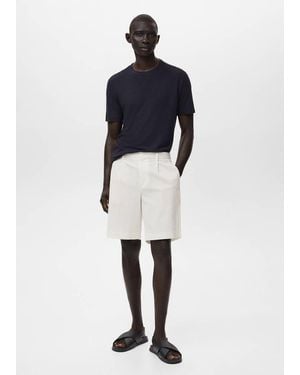 Mango Slim-Fit Chino Cotton Bermuda Shorts - Blue