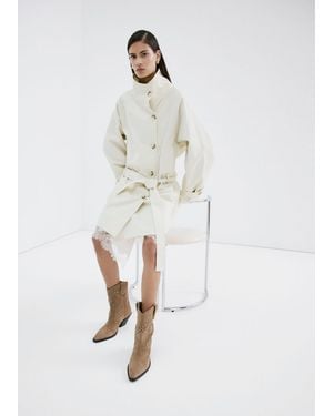 Mango Suede Block-Heel Boots - White