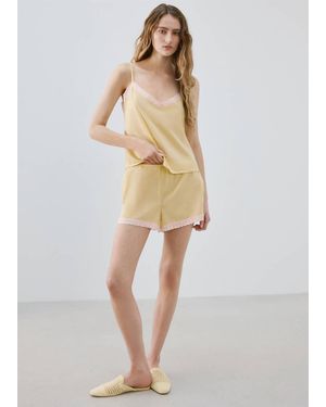 Mango 100% Cotton Pyjama Shorts - Natural