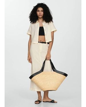 Mango Short Sleeve Linen-Blend Shirt - White