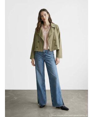 MANGO TEEN Cropped Trench Coat With Lapels - White