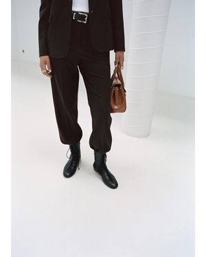 Mango Lace-Up Leather Ankle Boots - Black