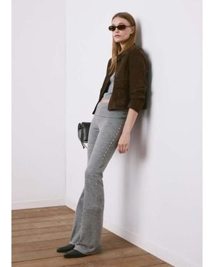 Mango Studded Knit Trousers - White