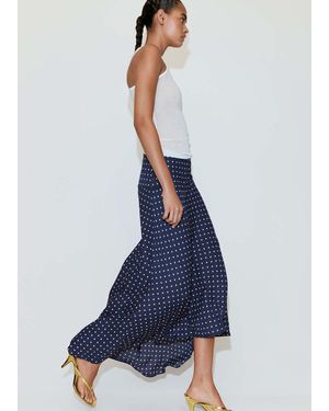 Mango Polka Dot Skirt With Asymmetric Hem - Blue