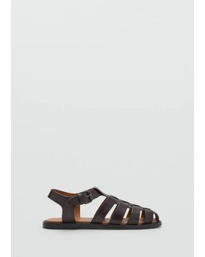 Mango 100% Leather Jelly Sandals - Brown