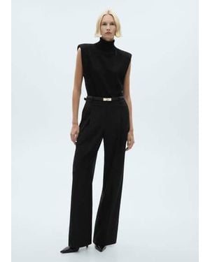 Mango Shoulder Padded Jumpsuit With Belt - Black