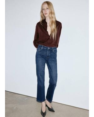 Mango Flared-Crop-Jeans Sienna - Blau