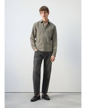Mango Regular Fit Check Cotton Shirt - Gray