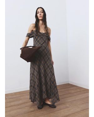 Mango Check Asymmetrical Dress - White