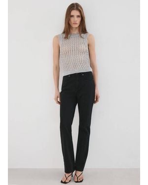 Mango Openwork Knit Top - Grey