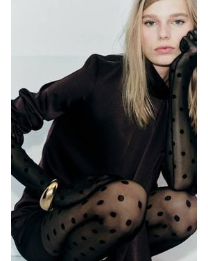 Mango Long Spotted Gloves - Black