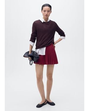 Mango Pleated Skirt With Buckles - Red