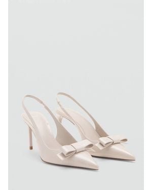 Mango Patent Leather Bow Shoe - White
