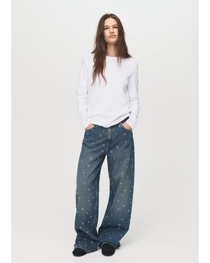 Mango Jeans Balloon Eyelets Blu Scuro Vintage