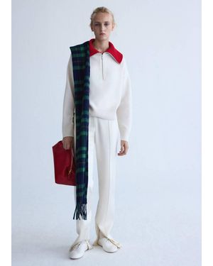 Mango Wool Jumper With Contrast Collar - White