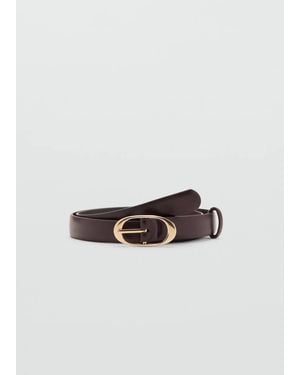 Mango Oval Buckle Belt - Brown