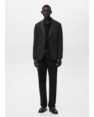 Mango Slim Fit Wool Blend Blazer - Black