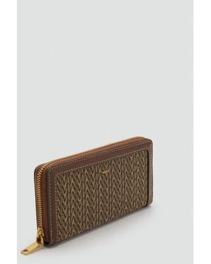 Mango Wallet With Zip And Logo - Brown