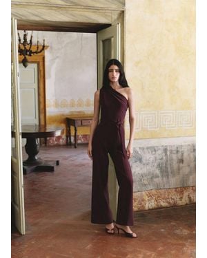 Mango Asymmetric Belt Jumpsuit - White