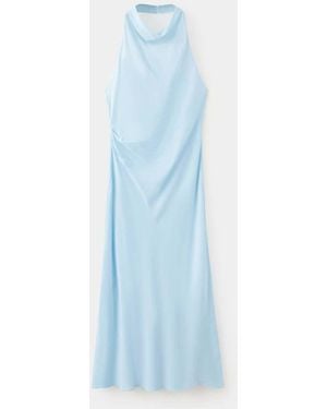 Mango Draped Halter Dress - Blue