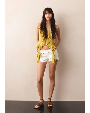 MANGO TEEN Studded Mini Shorts - Natural