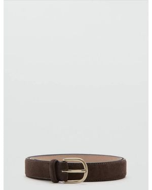 Mango Suede Leather Belt - White
