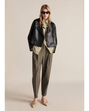 Mango Straight Mid-Rise Trousers - Natural