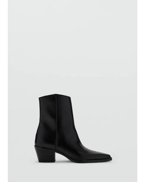 Mango Leather Ankle Boots With Block Heel - White