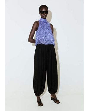 Mango Ruffles Polka Dot Blouse - Blue