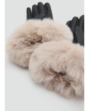 Mango Kombinierte Fell-Handschuhe - Natur