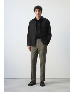 Mango Cropped Slim Fit Trousers - Green