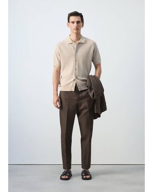 Mango 100% Cotton Structured Knit Shirt - White